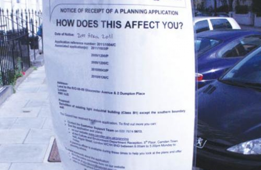 Camden planning notices on lampposts