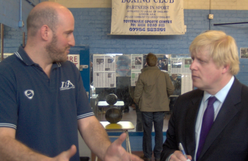 Simon showing Boris Johnson round the Boxing Academy