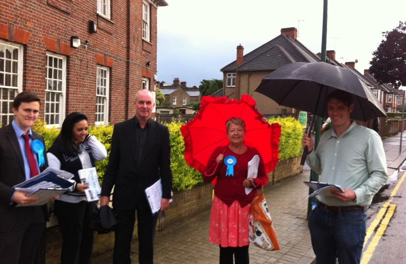 Cllrs John Warren, Carol Shaw and Joel Davidson campaigning in Kensal Rise