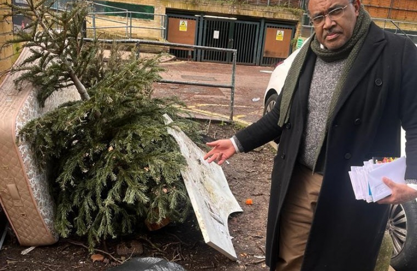 Don Williams inspecting fly tipping Gospel Oak