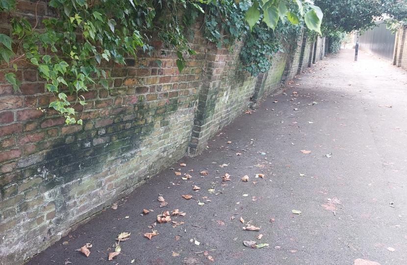 Shepherds Walk Path Wall on point of collapse, Cllr Stephen Stark acts!