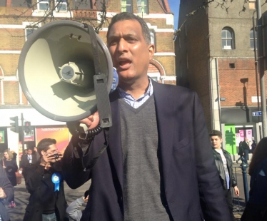 Syed Kamall MEP on a soap box in Kilburn