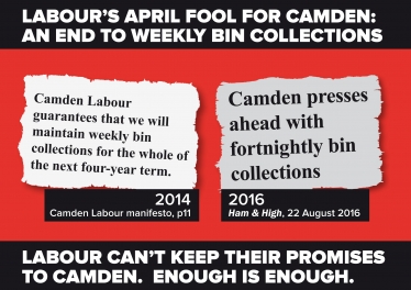 LABOUR’S APRIL FOOL FOR CAMDEN: AN END TO WEEKLY BIN COLLECTIONS