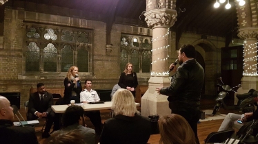 Cllr Claire-Louise Leyland at the anti-moped mugging meeting in St Stephens Hampstead, nw3