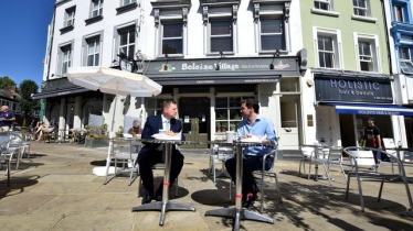 Communities secretary Robert Jenrick visits the Belsize Streatery with Cllr Oliver Cooper in July. - Credit: Polly Hancock