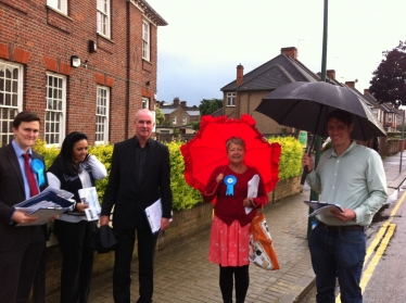 Cllrs John Warren, Carol Shaw and Joel Davidson campaigning in Kensal Rise