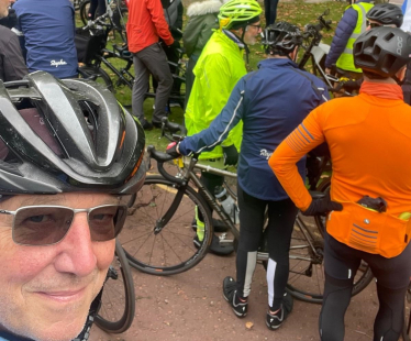 Cllr Steve Adams, cycling to “bring them home”. 